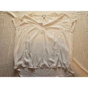 Nine West‎ Jeans White Top XL V Neck Sleeveless Hi-Low Hem Blouse Shirt